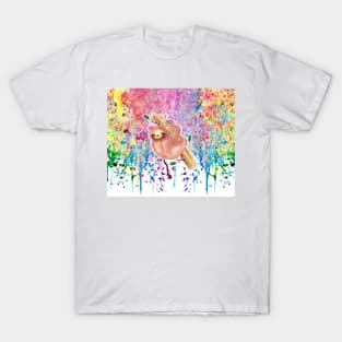 Girly Sloth Watercolor Rainbow Paint Drip T-Shirt